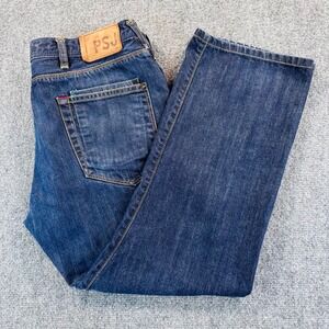 Paul Smith Jeans Mens 34x25 Blue Medium Wash Straight Leg Button Fly PSJ Denim